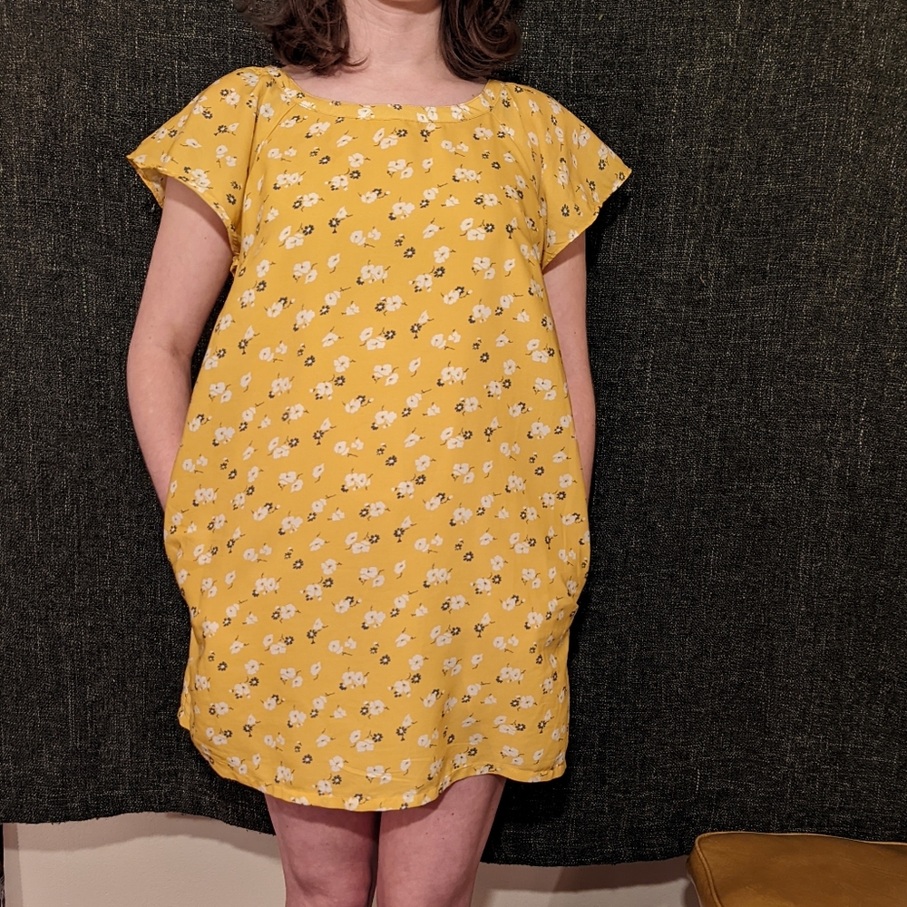 Yellow floral print mini dress from Abercrombie, size small